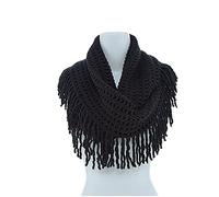 GIVBRO Women Loop Scarf Fishnet Neck Warmer Tassel Infinity Scarves Neckwear for Ladies Autumn Winter Dress Up Black