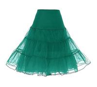 GIVBRO Women's Tulle Petticoat Skirt Dark Green Multi-Layer Puffy Cosplay Underskirt for Party Costume Dance Skirt, Length 65cm (M)