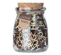 Give a HUG in a bottle(200ml), Hugs in a Jar- Wooden Cutouts Letter Piece；Jar of HUG Gifts for Valentine's Day/Birthday Day/Chrismas/Holiday. (100pcs HUG)