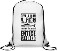 Give A Man A Fish and He Will Eat for A Day Gym Sack Casual Drawstring Bag White