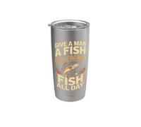 Give a Man a Fish or Just Let Him Fish All Day Angler Stainless Steel Insulated Tumbler