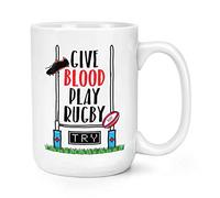 Give Blood Play Rugby 15oz Large Mug Cup