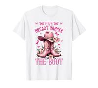 Give Breast Cancer The Boot Cowgirl Cancer Awareness Ribbon T-Shirt