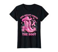 Give Breast Cancer The Boot Cowgirl Cancer Awareness Ribbon T-Shirt
