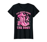 Give Breast Cancer The Boot Cowgirl Cancer Awareness Ribbon T-Shirt
