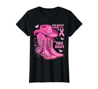 Give Breast Cancer The Boot Cowgirl Cancer Awareness Ribbon T-Shirt