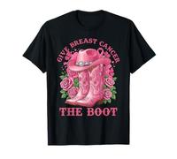 Give Breast Cancer The Boot Cowgirl Cancer Awareness Ribbon T-Shirt