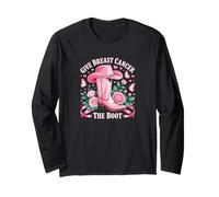 Give Breast Cancer The Boot Western Pink Ribbon Awareness Long Sleeve T-Shirt