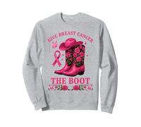 Give Cancer the Boot Cowgirl Pink Flowers And Ribbon Sweatshirt