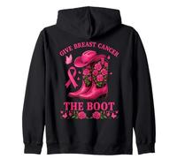 Give Cancer the Boot Cowgirl Pink Flowers And Ribbon Zip Hoodie
