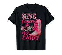 Give Cancer The Boot Western Cowgirl Leopard Breast Cancer T-Shirt