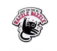 Give ’Em The Ol’ Razzle Dazzle Black Cat Enamel Pin Badge - Cute Funny Cartoon Cat Brooch for Jackets, Bags, Backpacks, Hats & Gifts
