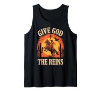 Give God The Reins Cowboy Retro Tshirt for Christian Tank Top