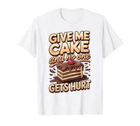 Give Me Cake and No One Gets Hurt Chocolate Cake Value Graphic T-Shirt, Men, White, M