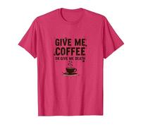 Give Me Coffee or Give Me Death Funny Caffeine Addict T-Shirt, Men, Red Heather, XL