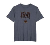 Give Me Coffee or Give Me Death Funny Caffeine Addict T-Shirt, Men's Big and Tall, Heather Blue, 4X Tall