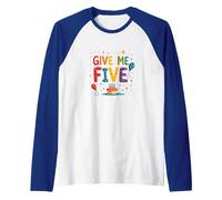 Give Me Five Birthday Celebration Festive Fun Raglan Baseball Tee, Men, Royal Blue/White, XL