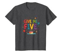 Give Me Five Birthday Celebration Festive Fun T-Shirt, Kids, Dark Heather Grey, 10 Years