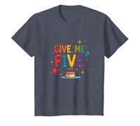 Give Me Five Birthday Celebration Festive Fun T-Shirt, Kids, Heather Blue, 3 Years