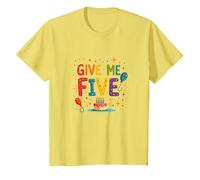 Give Me Five Birthday Celebration Festive Fun T-Shirt, Kids, Lemon, 4 Years