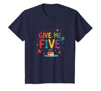 Give Me Five Birthday Celebration Festive Fun T-Shirt, Kids, Navy, 2 Years