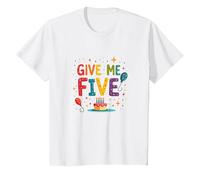 Give Me Five Birthday Celebration Festive Fun T-Shirt, Kids, White, 3 Years