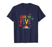 Give Me Five Birthday Celebration Festive Fun T-Shirt, Men, Navy, XL