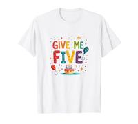 Give Me Five Birthday Celebration Festive Fun T-Shirt, Men, White, 6XL