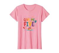 Give Me Five Birthday Celebration Festive Fun T-Shirt, Women, Pink, XL