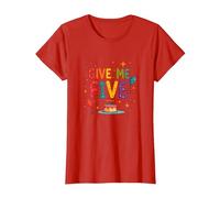 Give Me Five Birthday Celebration Festive Fun T-Shirt, Women, Red, 3XL
