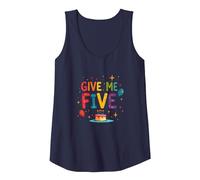 Give Me Five Birthday Celebration Festive Fun Tank Top, Women, Navy, XL