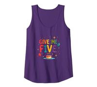 Give Me Five Birthday Celebration Festive Fun Tank Top, Women, Purple, XL