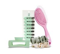 Give Me Mini Hair Styler Kit - Hairbrush Clips & Scrunchies Gift Set In Green Green One Size