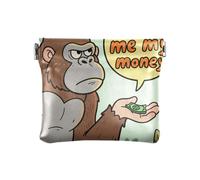 Give Me My Money Gorilla Women's Small Leather Coin Purse Wallet Fancy Coin Holder for Women