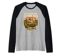 Give Me Something to Pork with Funny BBQ Smoker Pig Raglan Baseball Tee