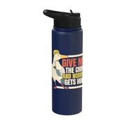 Give Me The Chips Bird Lover Ornithology Seagull Stainless Steel Insulated Water Bottle