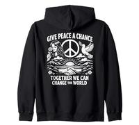 Give Peace A Chance Retro Hippie Unity Love Harmony Vintage Zip Hoodie