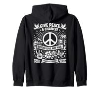 Give Peace A Chance Spread Love Not War Retro Hippie Peace Zip Hoodie