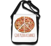 Give Pizza A Chance Funny Slogan Shoulder Bag White