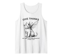 Give Thanks Bible Verse Christian Adorable Kitty Kitten Cat Tank Top