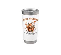 Give Thanks Bible Verse Christian Fun Fall Autumn Squirrel Stainless Steel Insulated Tumbler