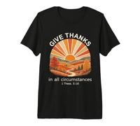 Give Thanks Bible Verse Christian Retro Autumn Forest Premium T-Shirt