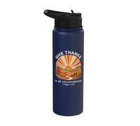Give Thanks Bible Verse Christian Retro Autumn Forest Stainless Steel Insulated Water Bottle