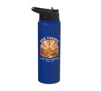 Give Thanks Bible Verse Christian Retro Autumn Forest Stainless Steel Insulated Water Bottle