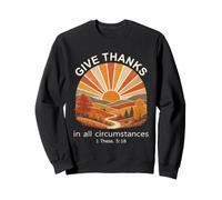Give Thanks Bible Verse Christian Retro Autumn Forest Sweatshirt