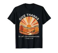 Give Thanks Bible Verse Christian Retro Autumn Forest T-Shirt