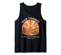Give Thanks Bible Verse Christian Retro Autumn Forest Tank Top