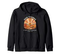 Give Thanks Bible Verse Christian Retro Autumn Forest Zip Hoodie