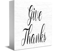 Give Thanks New Home Decor Rustic Gift Ideas Wood Sign Desk Shelf Farmhouse Room Decorations 5 × 5 Inch