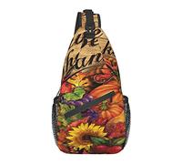 Give Thanks Plenty Pumpkins Sling Backpack, Travel Hiking Daypack Crossbody Shoulder Bag for Men Woman